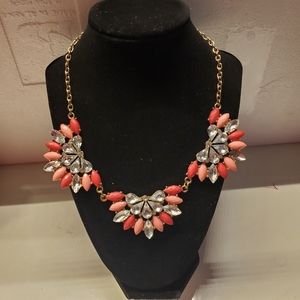 Pink rhinestone statement necklace